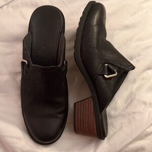 Teva Black Leather Slip-On Mules size 8.5